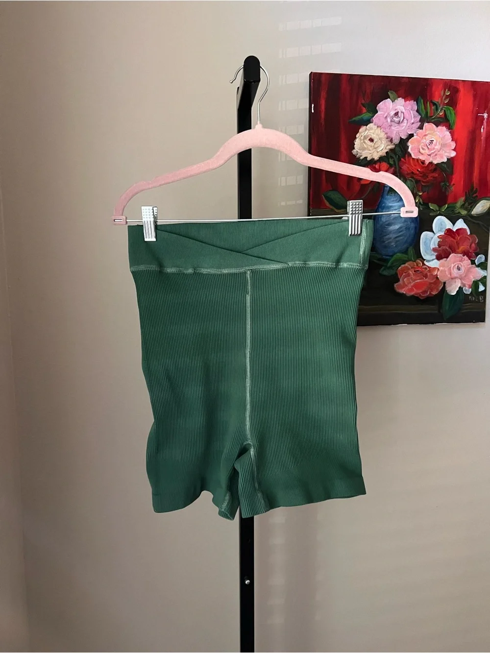 Free people movement free throw Green Ribbed High-Waist Bike Shorts - Picture 2 of 6
